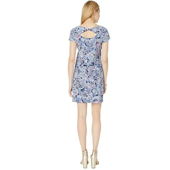 Lilly Pulitzer Short Sleeve Bay Dress Iris Blue Namastay In The Jungle MEDIUM - Picture 3 of 13